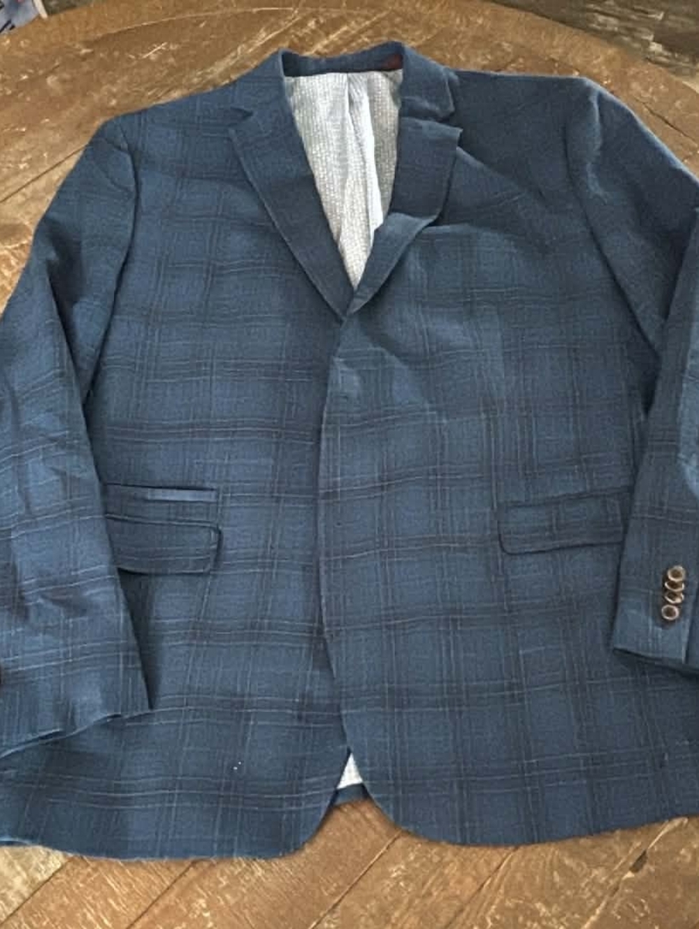 Johnston & Murphy Navy Blue Plaid Sport Coat Wool - Picture 4 of 9
